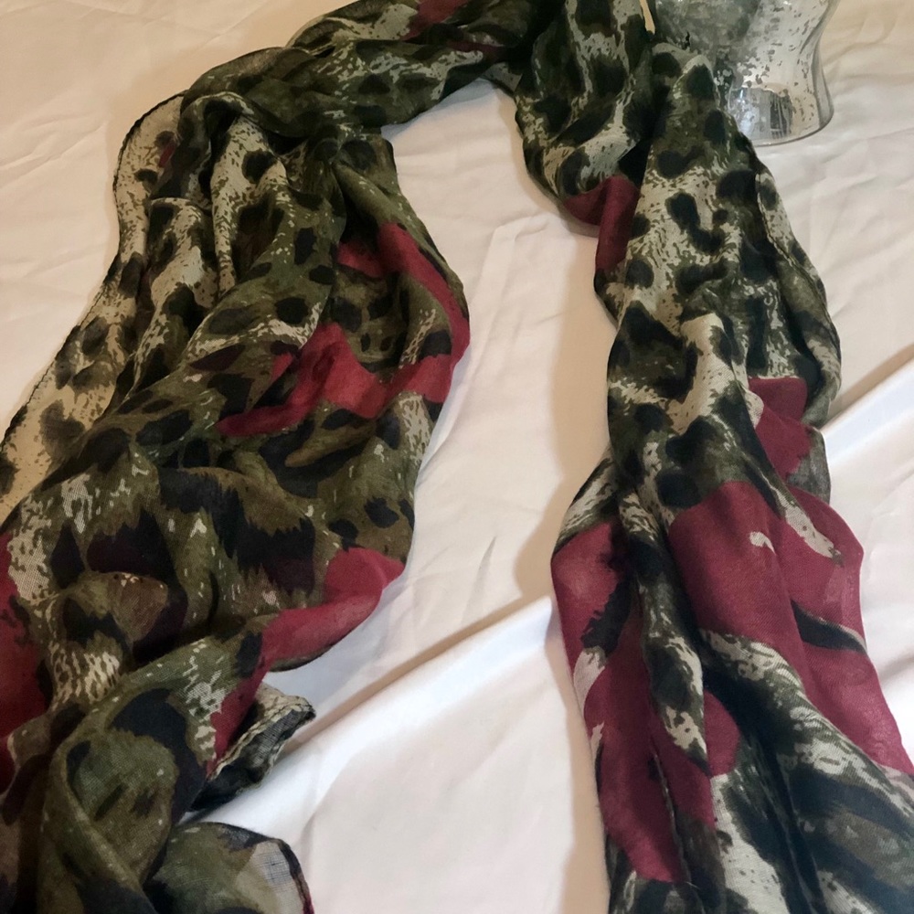 Khaki and Burgundy Scarf